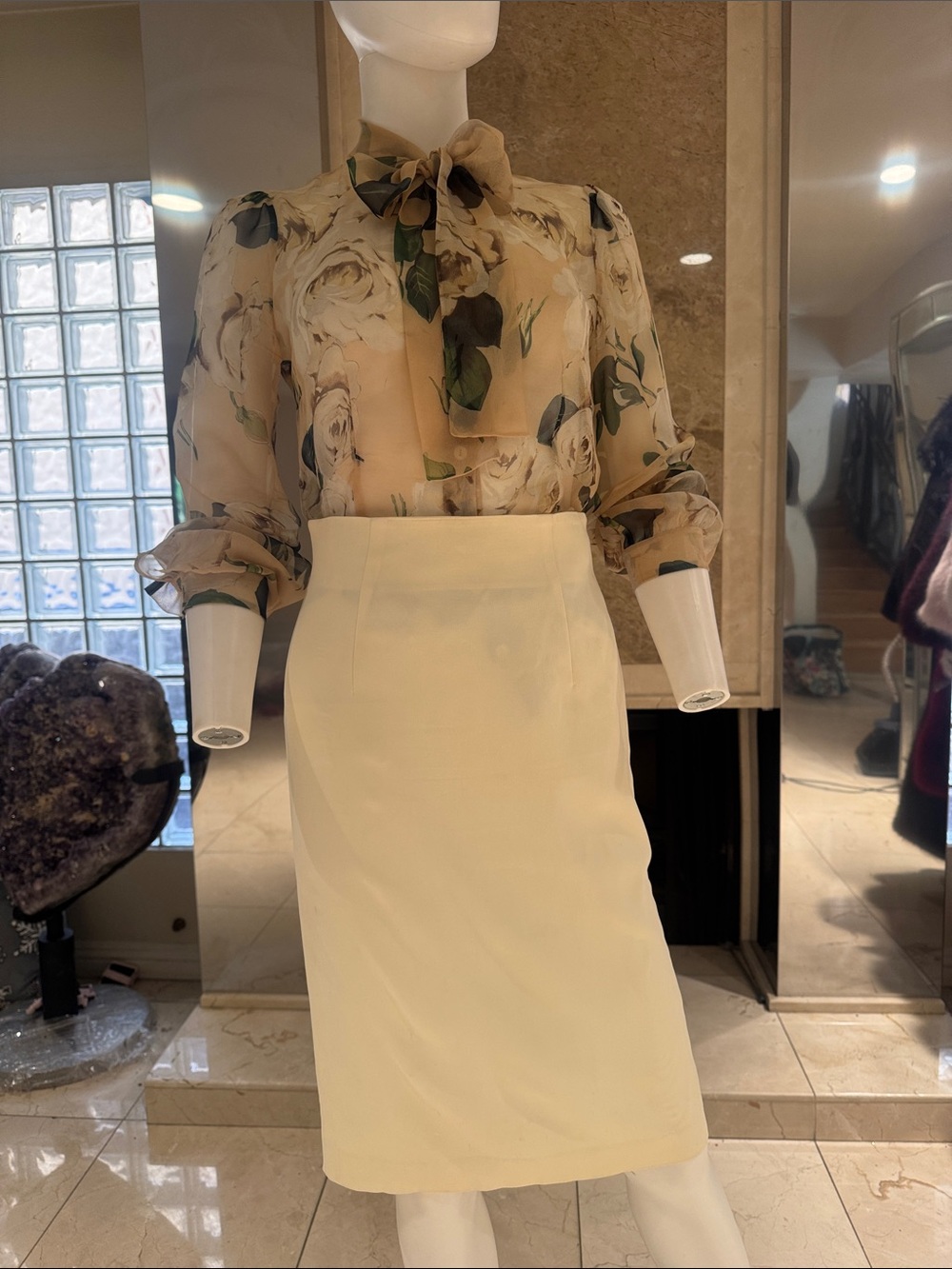 Vintage Moschino Cheap & Chic Stretch Ivory Pencil Skirt Made in Italy